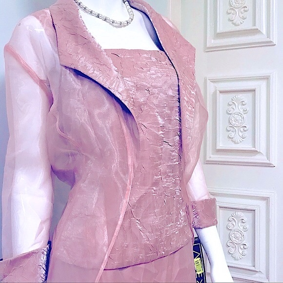 🆕2pc Elegant RoseGold Formal Dress w/Fine Jacket - Picture 5 of 16